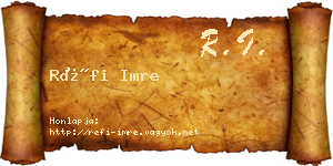 Réfi Imre névjegykártya